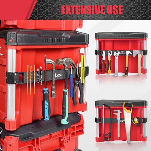 Battery Holder and Magnetic Tool Holder Strip Fit for Milwaukee Packout Rolling Toolbox