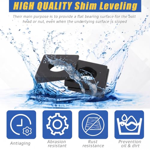 Blulu 10 Pcs 3/4" Square Beveled Washer 3/4" X 1-5/9" X 1-5/9" Black