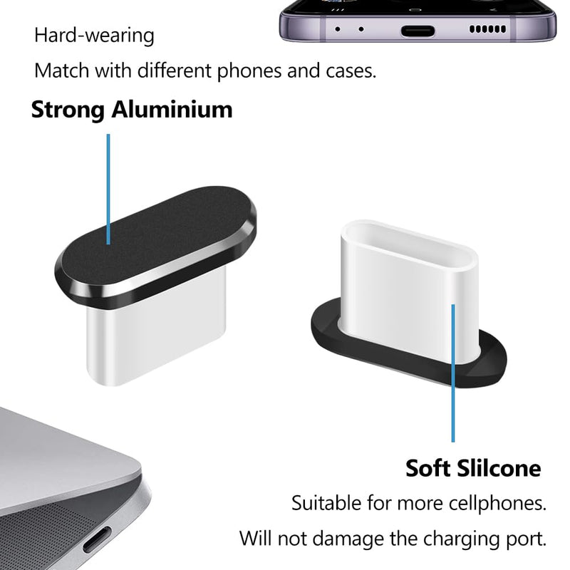 USB C Dust Plug, Type C Anti Dust Cover Protector Cap with Phone Speaker Cover Compatible with iPhone 15 Series, Samsung Galaxy S22/S21/S20, Note 20/10, All USB C Devices USB-C Plug