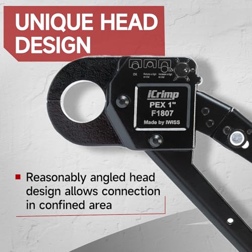 iCrimp Angle Head F1807 PEX Pipe Crimping Tool for 1-inch Copper Rings 1" Crimper