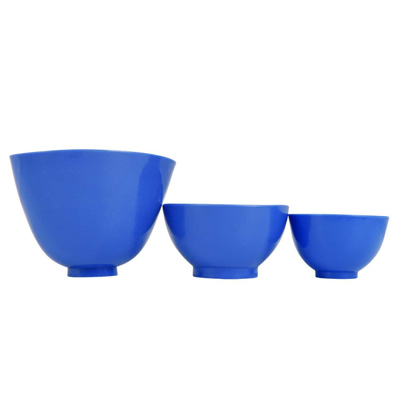 3 flexible rubber mixing bowls, dental rubber plastic spatulas for alginate and plaster materials.