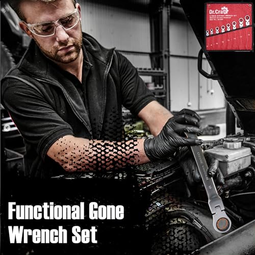 vivicreate 8-Piece Flex-Head Ratcheting Combination Wrench Set, Metric 6–19mm, 72-Tooth CR-V Steel Wrenches with Organizer Bag for Automotive & DIY Repair