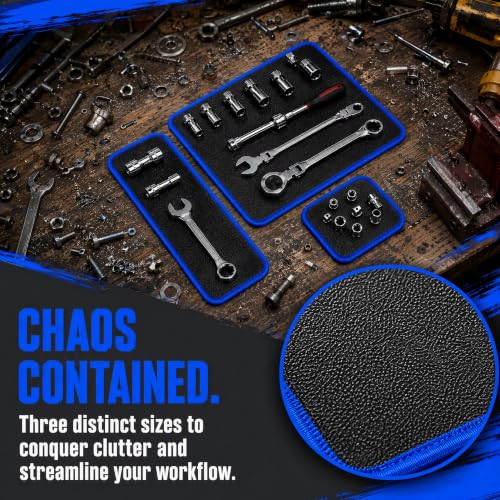 5-Piece Magnetic Tool Mat Set with Telescoping Pickup Tools, Blue