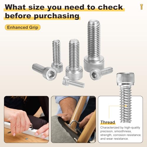 METALLIXITY Socket Head Cap Screw Kit 160Pcs 304 Stainless Steel #8-32x1/4",5/16',3/8",1/2",5/8" 160