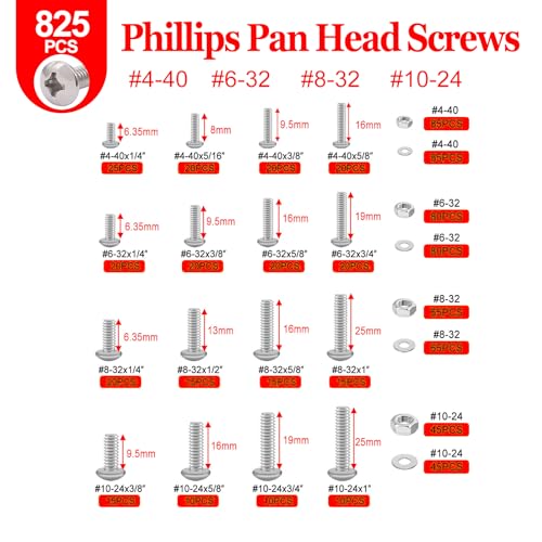 Twidec/1605PCS Nuts and Bolts Assortment Kit,Machine Screws,304 Stainless Steel Phillips Pan Head and Flat Head Screws #4-40#6-32#8-32#10-24#1/4-20 with Nuts, Bolts,Washers in the Storage Case