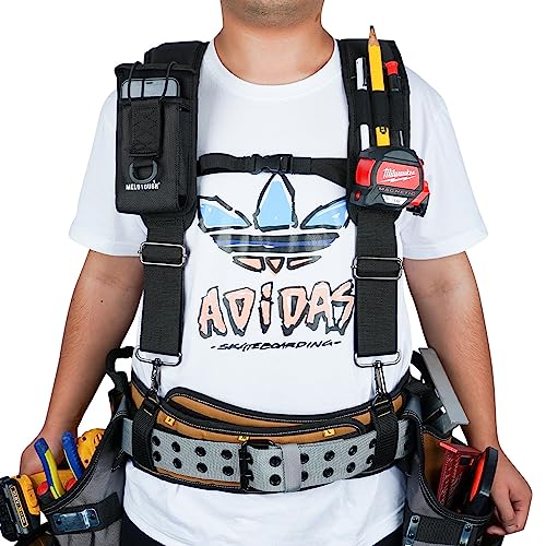 1PCS Tool Belt Hook Tool Holster Cordless Drill Holster Hook + Tool Belt Suspenders Bag Suspenders for Men Heavy Duty with Gel Shoulder Pad