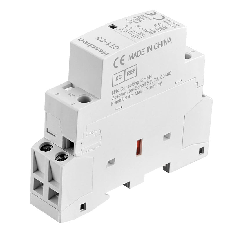 Heschen household AC contactor, CT1-25, 2-pole two normally open, AC 220V/230V coil voltage, 35mm DIN rail mount (1) 1