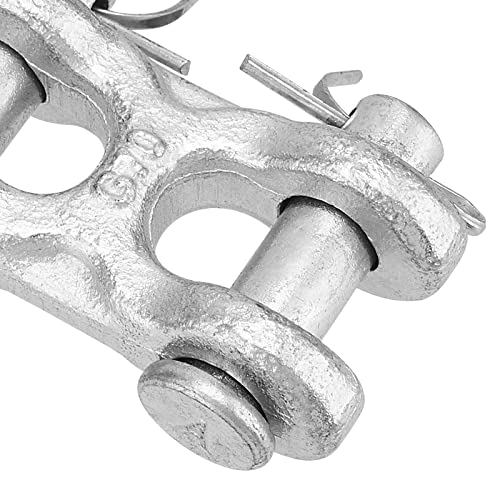SINJEUN 6 Packs 3/8 Inch Double Clevis Link, Chain Repair Links, Twin Clevis Link for Warehouses, Factories and Seaports, WLL 6600 Lbs, G70, Silver