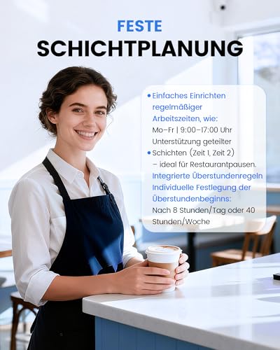 NGTeco Time Attendance Device for Employees (Fingerprint + PIN), Standalone Clock No WiFi/Software/Monthly Costs, German Silver