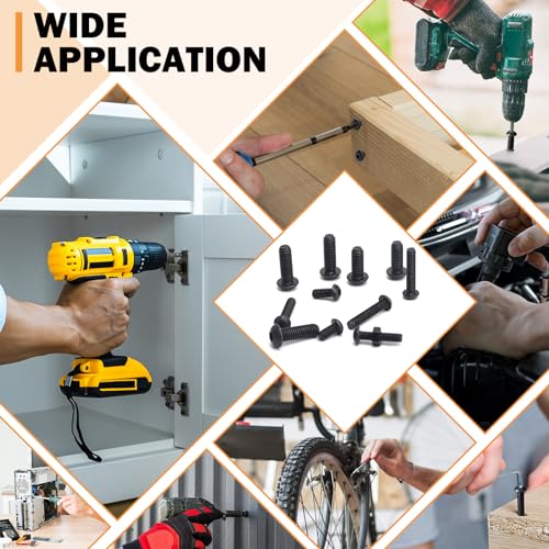400PCS M6 M8 Button Head Screws Kit, GTERNITY M6-1.0 M8-1.25 Assorted Machine Screws Nuts Washers Alloy Steel Black Oxide Metric Internal Hex Screws Bolts Nuts Washers Set M6 m8 400 B