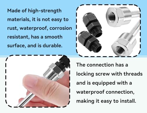 Thermowell, 1/2 Inch Thread Stainless Steel Thermometer, Immersion Sleeve, Immersion Protection Tubes for Thermocouple, Immersion Well Thermowell, Protective Tube for Thermocouples, for