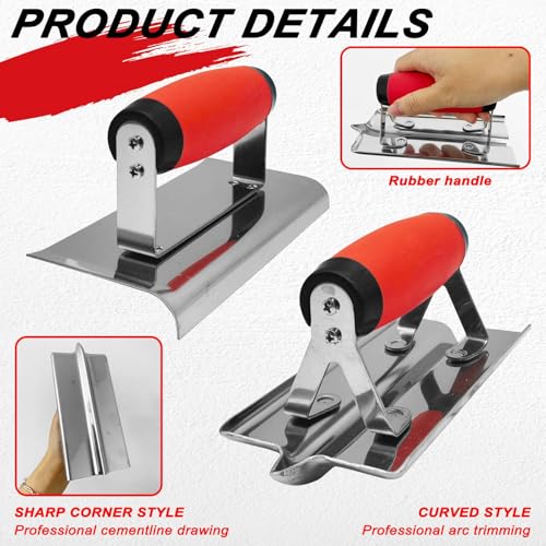 4 PCS Concrete Tool Set, Finishing & Gauging Trowel, Edger Groover Concrete Tool Set, 4 Pcs