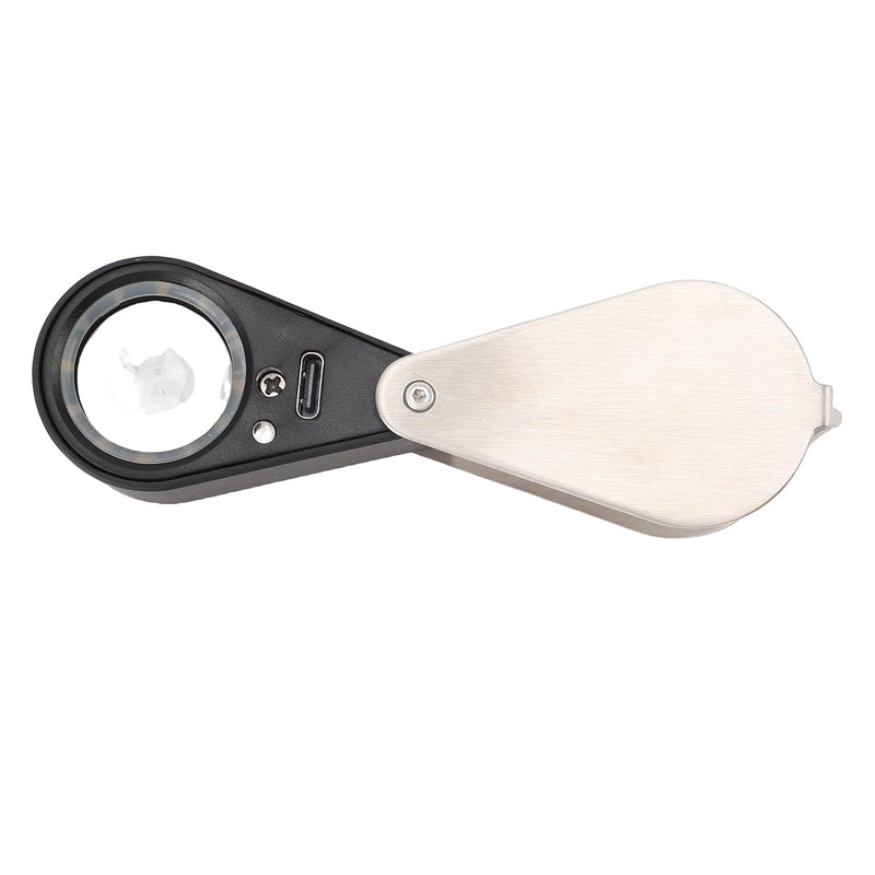 SEAFRONT 10x Magnifying Foldable LED Pocket Magnifier with 4 Light Modes USB Rechargeable Magnification Glass Compact 60 x 30 mm for Reading Inspection Jewellery