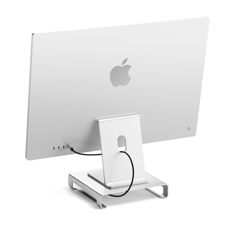 Satechi Type-C Aluminum Monitor Stand Hub with USB-C Data, USB 3.0, Micro/SD Card Slots & 3.5mm Headphone Jack - for Apple Studio Display, iMac M1, iMac, iMac Pro (Silver) Silver