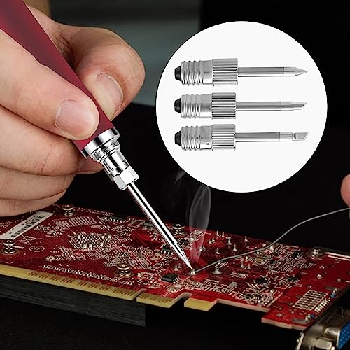 Jevina 3 Pieces Brass Soldering Tips USB Soldering Iron Head Welding Tips for Soldering Stations with E10 Interface