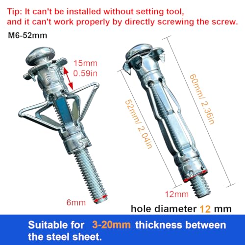 30 pcs Molly Bolts & 20PCS Metal Cavity Hollow Wall Anchors and Heavy Duty Wall Anchor Gun Setting Tool for Hollow Wall Anchor Plasterboard Fixing