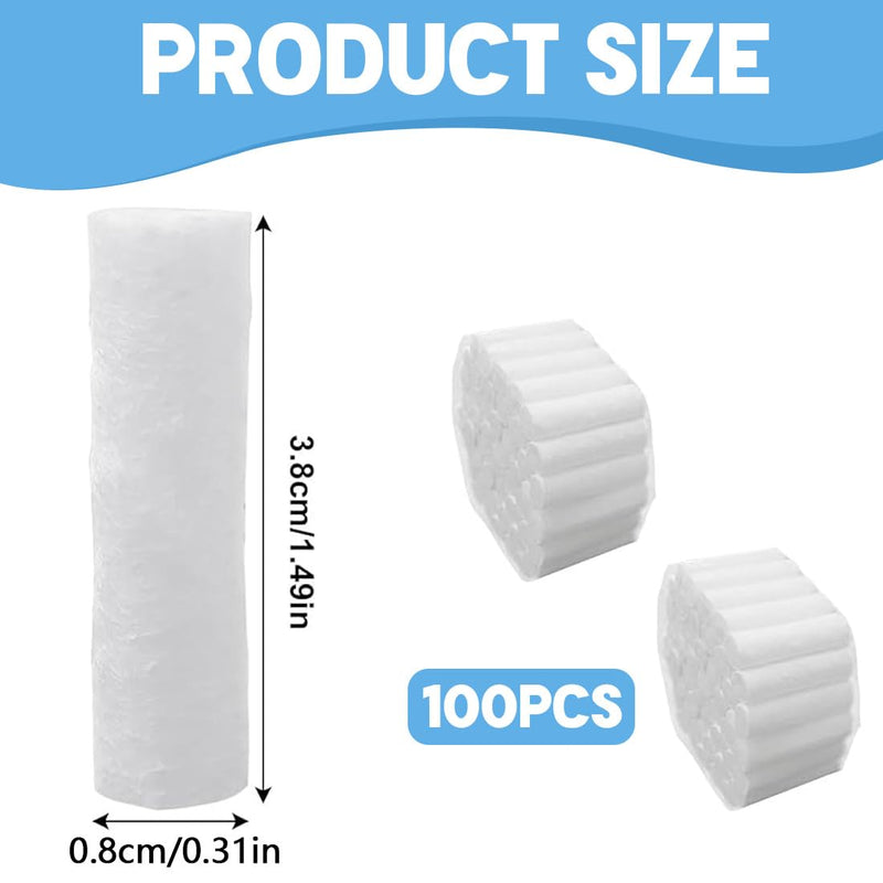 Dental Cotton Rolls, 100 Pieces Dental Cotton Rolls, Highly Absorbent Cotton Rolls Dentist, Cotton Rolls, Cotton Ball Nose Plugs, Stop Plugs for Emergency or Accident