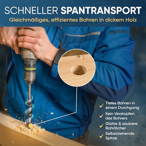 Auger Drill Bit 20 mm - 400 mm | Wood Drill Long | Lewis Spiral Drill Bit (Diameter 20 x 400 mm) 400 mm, 20 mm