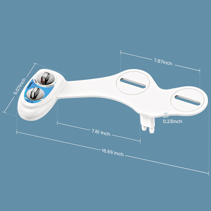 YASFEL Bidet Attachment for Toilet, Non-Electric Self-Cleaning Bidet Seat Attachment, Fresh Cold Bidet Attachment for Feminine/Posterior Wash, with Adjustable Pressure Control (Blue/White) Blue White