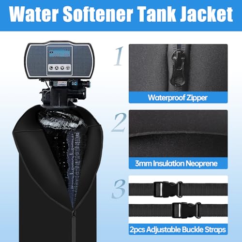 Neoprene Water Softener Tank Jacket Prevents Sweating, 12''D x 52''H, Black