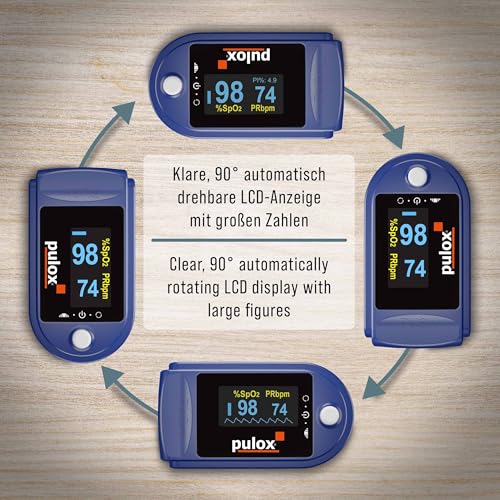 Finger Pulse Oximeter Pulox PO-200 | Includes hard case, protective case, nylon bag, batteries and lanyard, ideal for mobile measurement control on the go