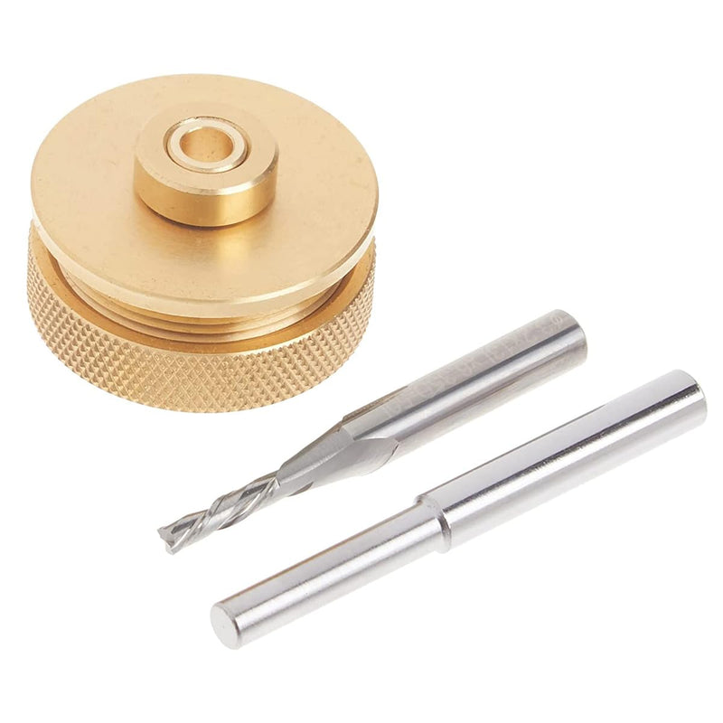 POWERTEC 71869V Router Bits Solid Brass Inlay Kit w/Butterfly Template 7 in 1 Decorative Bowtie Butterfly Inlay Kit + Brass Inlay Kit