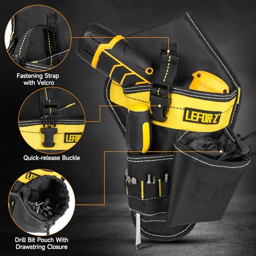 2 in 1 Magnetic Tool Belt Pouch Bag with Drill Holster,14-Pockets Heavy Duty Tool Belts for Men,Work Belts with Impact Holster for Electrician,Carpenter,Construction,Utility Belt,Yellow