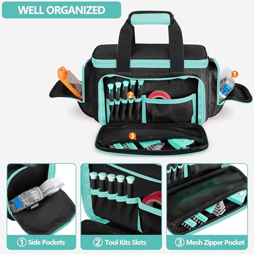 Tool Bag for Women, Tool Organizer with Anti-friction Bottom Turquoise