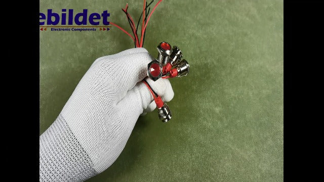 Gebildet 5pcs 12 mm AC/DC 12-24V LED Metal Indicator Light Waterproof Signal Lamp Pilot Dash Directional with Wire (Red) Red-ac/DC 12-24 V