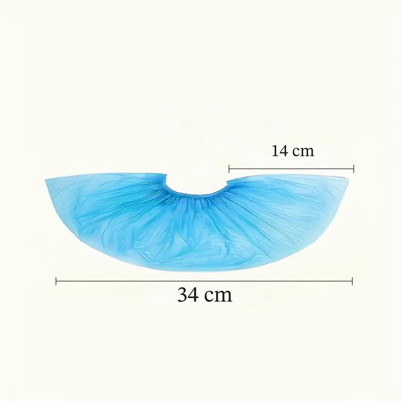 Set of 10 Disposable CPE Overshoes - High Tear Resistance - Reinforced Elastic Band - DPI for Home, Garden and Work - Reliable Protection - Matte Blue