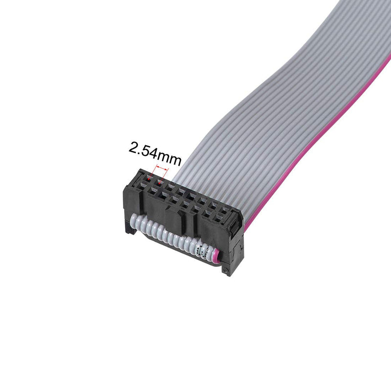 uxcell IDC Wire Flat Ribbon Cable FC/FC Connector A-Type 16Pins 2.54mm Pitch 50cm Length Gray 16 Pins