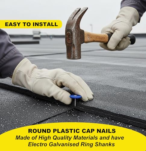 Plastic-Cap-Roofing-Nails-Round-Electro-Galvanized Nails 1 1/4 Inch,500 PCS 500