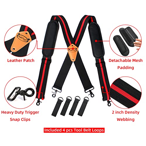MELOTOUGH 1 PCS Padded Tool Belt with D ring for men + Tool Belt Suspenders Tool Harness for Heavy Duty Work Movable shoulder Pads