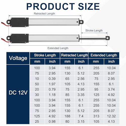 DTGN DC12V Mini Electric Linear Actuator 25mm(Stroke) - 20N/4.5lbs - 30mm/s Speed IP54 Waterproof Linear Actuator W/Brackets & Screws for Robotics, Cabinets, Home Automation 1" x 1.2"/s