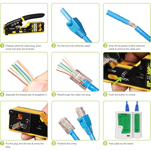 Pass Through RJ45 Crimp Tool Kit for Network Cat6 Cat5e Cat5 Cat5/6 Crimper Set
