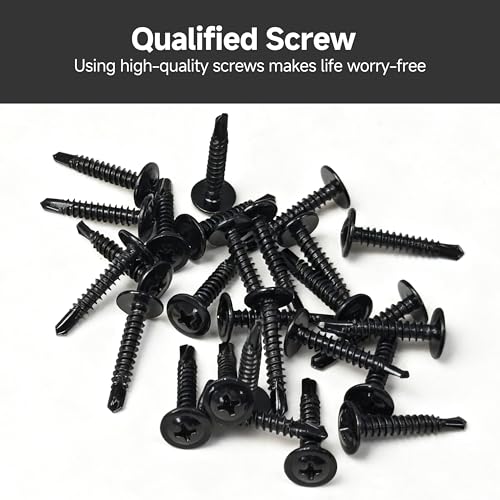 Mywish 145 Pieces #8 Self Tapping Screws Assortment Kit for Metal, Length 1/2"-1-1/2", 410 Stainless Steel Truss Head Self-Drilling Screws Black Oxided Quick Tapping Screw (Pack of 3) 145Pcs #8 7-Size Kit (Pack of 3)