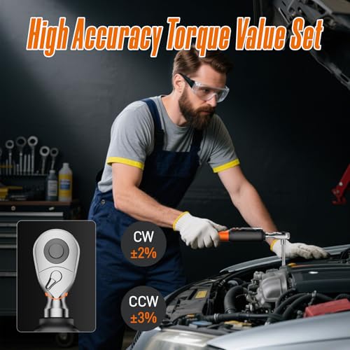 Digital Torque Wrench 0.44-8.8 Ft.lb/0.6-12 Nm, 1/4" Drive In lb Torque Wrench Set with Buzzer & LCD Indicator Electronic Rachet Torque Wrench for Bike Motor Car Auto Repair Black