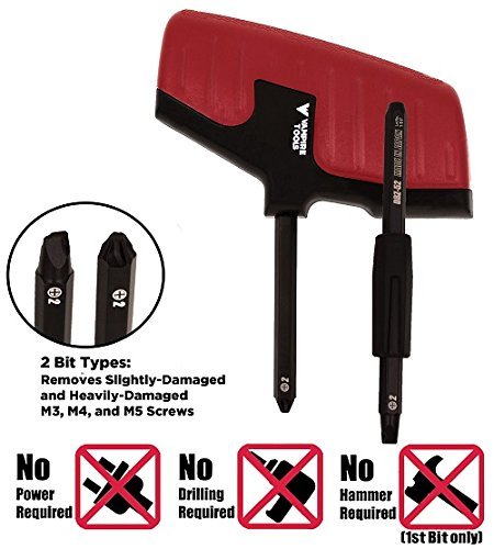 VAMPLIERS Recessed Screw Extractor, Phillips Screw Head 2 Bit Set. Made in Japan. Specially Designed to Remove Damaged/Stripped Countersunk Flathead Screws. High Torque Handle Grip.
