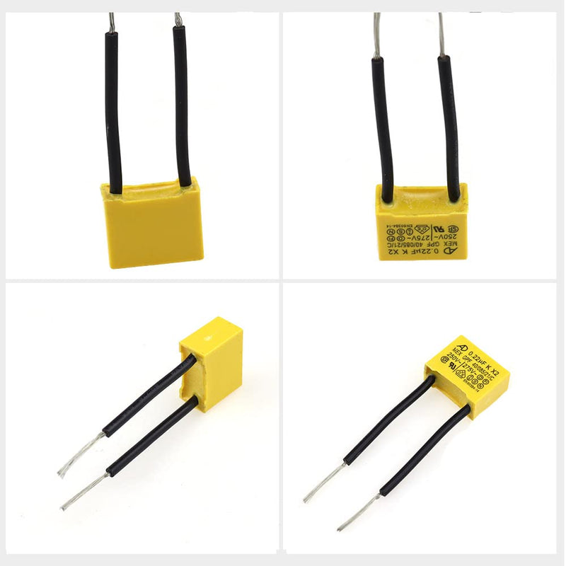 BlueXP Pack of 4 LED suppressor capacitors for flashing safety capacitors, non-outgoing LED lamp suppressor capacitor 0.22µF 275V X2 Radial