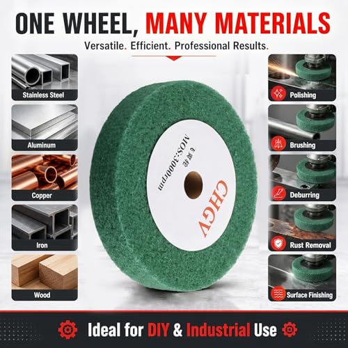 200mm x 50mm Non-Woven Nylon Polishing Burnishing Wheel, 240 Grit Wire Drawing Abrasive Flap Wheels 8" x 2" Polishing Flap Wheel for Stainless Steel Aluminum Copper Wood Metal(Green) Green 8" x 2"