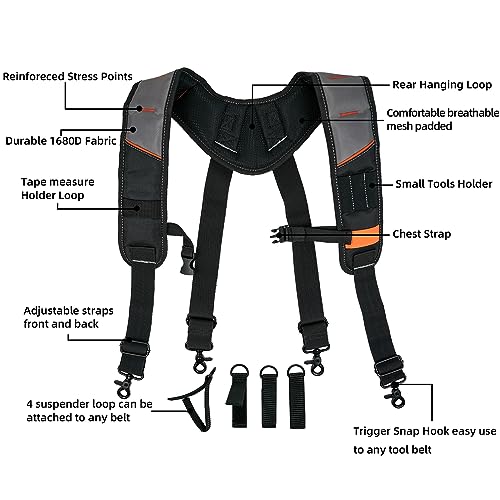 KUNN Tool Belt Suspenders Padded Mini Tool Pouch with Belt Clip