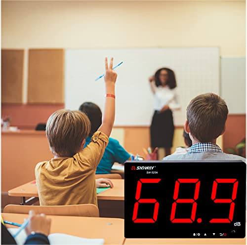 Dezibel Meter 30 dB - 130 dB Sound Level Meter for Wall Hanging with Backlight, dB Meter with Large Screen Alarm for Public Areas / Restaurants / Classrooms
