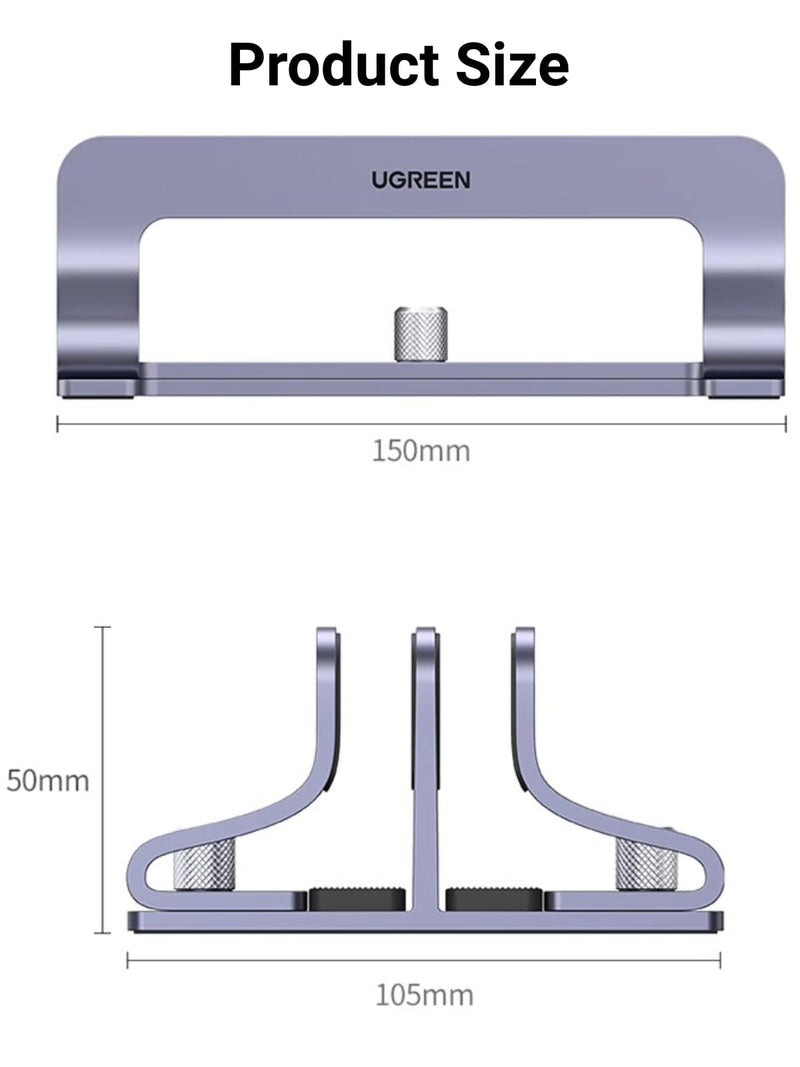 UGREEN 2-Slot Vertical Laptop Stand Holder Desk Compatible with MacBook Pro Air Laptop Stand Desktop Adjustable, Lenovo Ideapad, Surface Book, HP Notebook, Dell Chromebook Up to 17.3 Inch, Space Gray