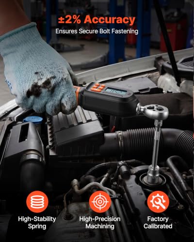 VEVOR Torque Wrench Set 1/4" Drive 42-Piece Digital Torque Wrench 4 Units, ±2% Accuracy, LCD Screen, with Buzzer and LED Indicator, with Sockets, Bits, Extension Bar, Adapter, for Automotive Repair 1/4"