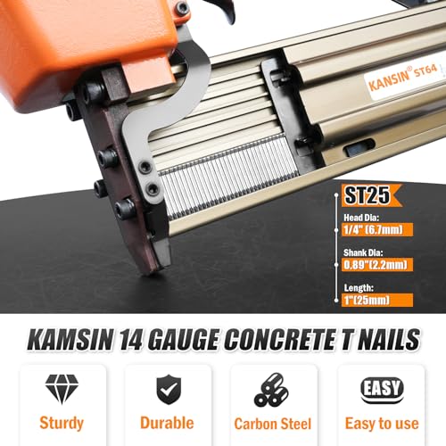 14 Gauge ST50 Concrete T Nails 800PCS/BOX, 2'' (50mm) with ST25 1"(25mm) 800PCS/BOX