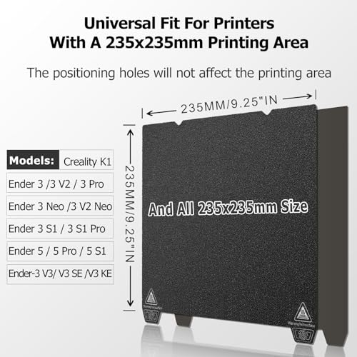 YOOPAI Double Side Textured Black PEI Sheet 235mmx235mm- 3D Printer Plate for Creality Ender 3/Ender 3 Pro/Ender 3 V2/Ender 3 S1/Ender 3 S1 Pro/Ender 3 Neo/Ender 3 V2 Neo Double Side Black PEI 235x235