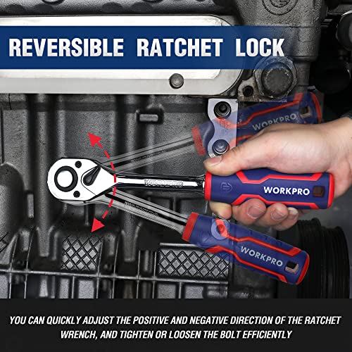 WORKPRO 3-Piece Ratchet Set, 1/4", 3/8", 1/2" Drive Ratchet Wrench 3-Piece Set: 1/4", 3/8", 1/2"