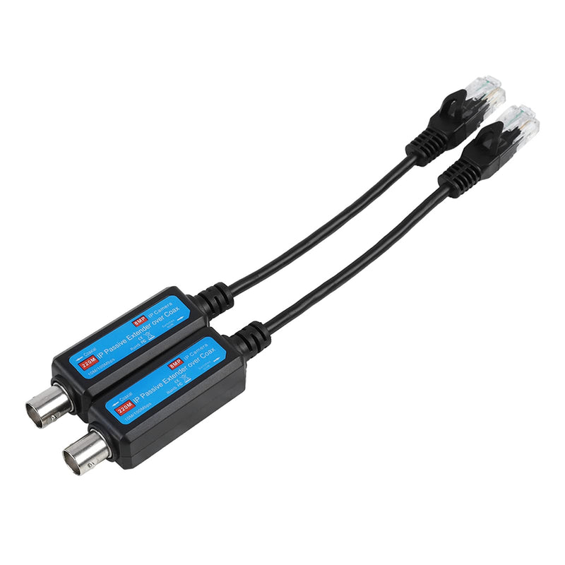 IP Passive Network Coaxial Transmitter, 1 Pair 10/100Mbps 1CH Passive IP Network Coaxial Transceiver Converter Extender for IP NVR Camera System