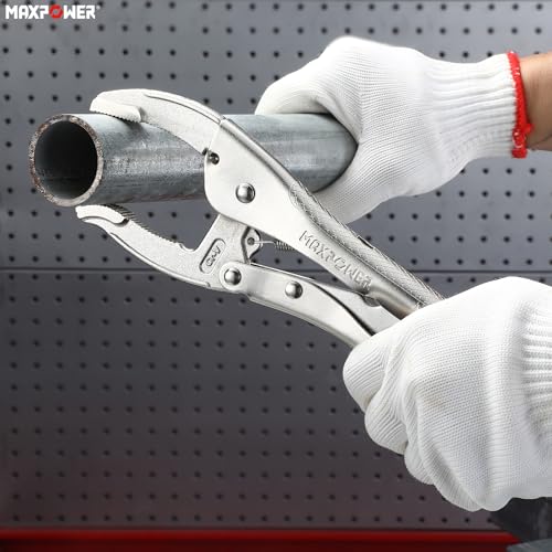 MAXPOWER Locking Pliers, 10-inch Curved Jaw Locking Plier Set, Adjustable Opening Maximum Capacity 2.5"/65mm, Large Jaw Locking Pliers, 2 Pack 10" large jaw