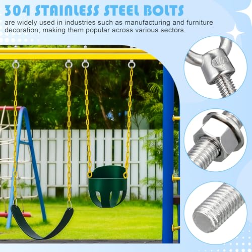 4 Pack M12 Stainless Steel Eye Bolts with Nuts, 1/2"x 6" 4 1/2" X 8"
